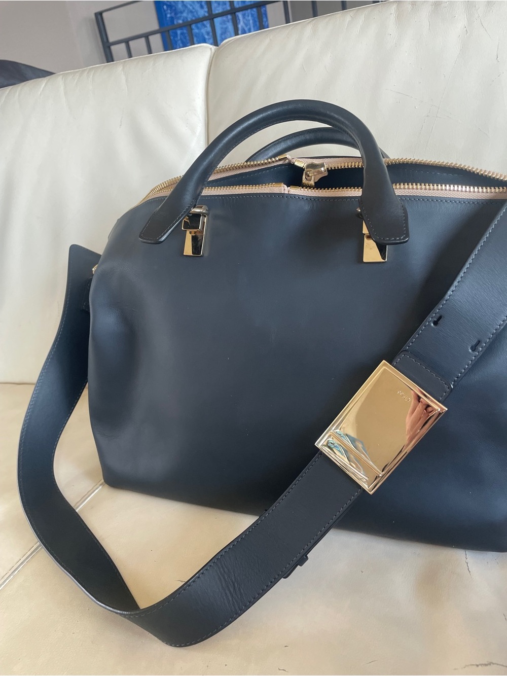 Chloe Baylee Satchel with Gold Hardware - Marshmallow Grey and Black w/ Gold HW